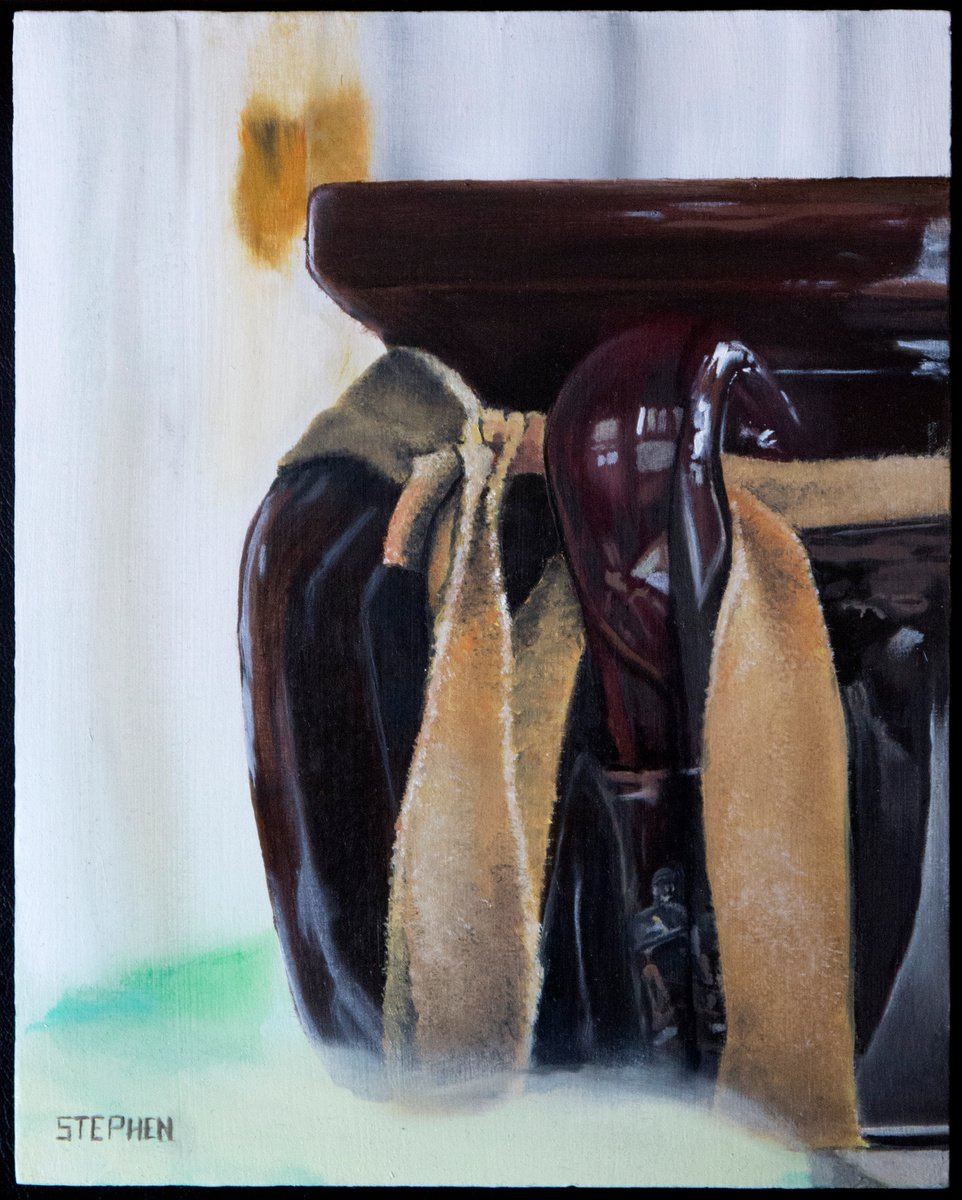 Photorealistic Still Life Oil Painting By Steven M. Curtis, 12 X 14", Ceramic Self Portrait, Original Artwork