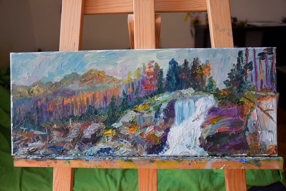 Oil painting November in mountains High Tatras