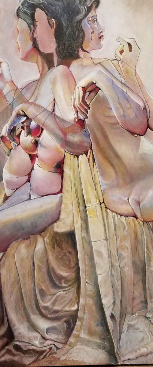 Sitting Nude with Draped Kimono by John Shelton