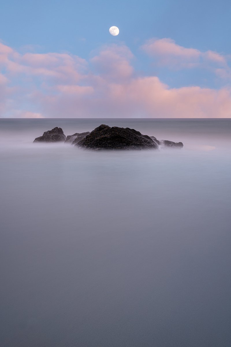 Photorealistic Photograph , Bedruthan Sunset With Moon By Paul Nash, 16 X 24, Artwork For Sale On Artfinder