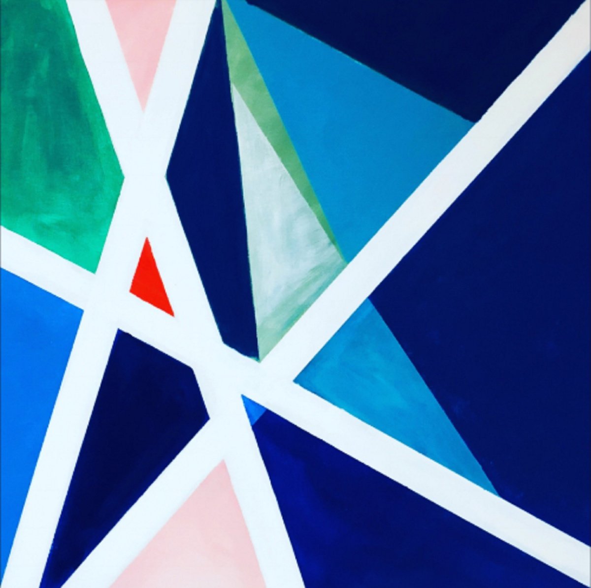 Geometric Abstract Acrylic Painting By Shabs Beigh, 24 X 24", Kites Abstract Acrylic Painting On Canvas, Original Artwork