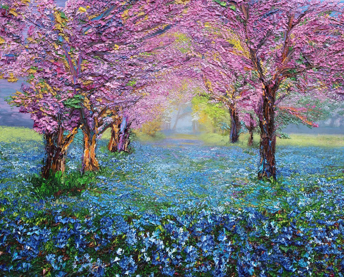 Impressionistic Landscape Oil Painting By Kenneth Halvorsen, 30 X 24", Lovers