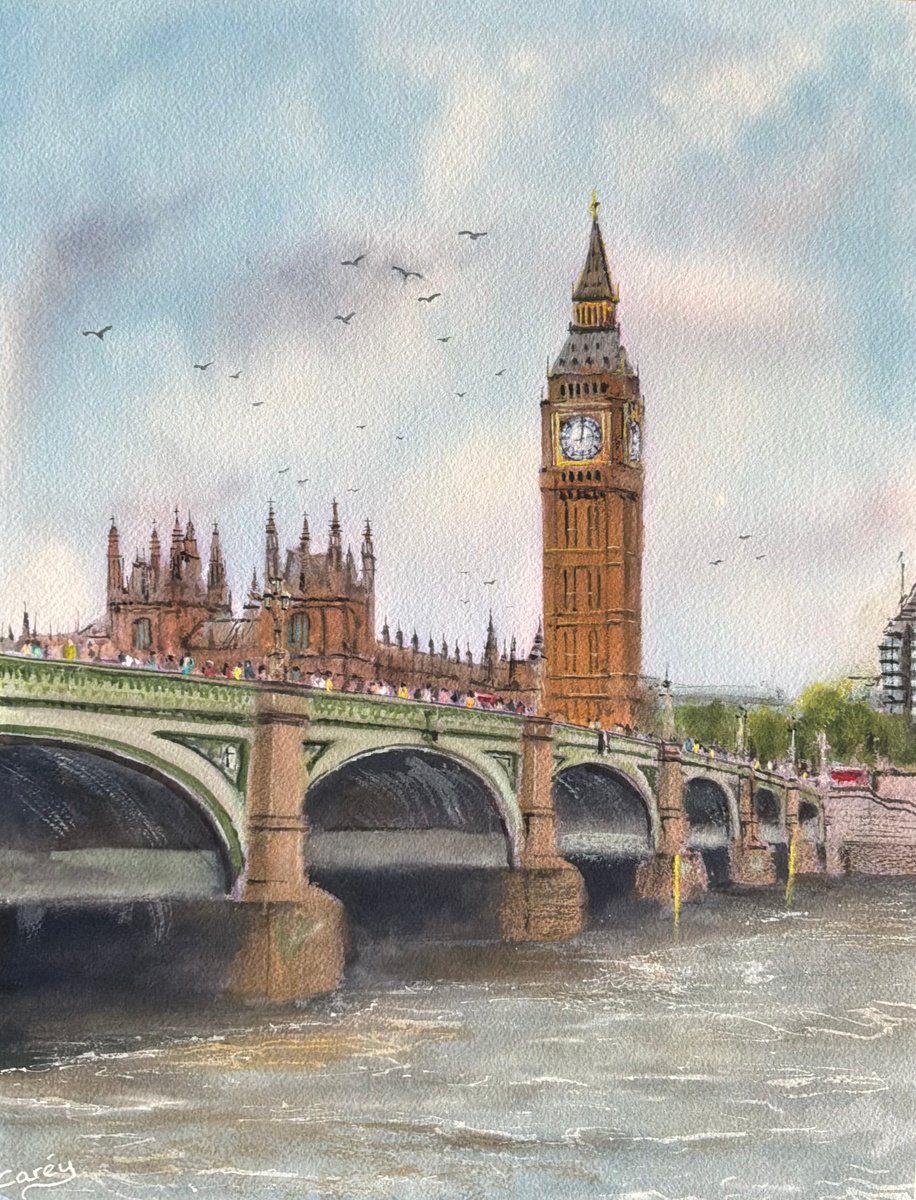 Impressionistic Watercolour , Westminster Bridge By Darren Carey, 11 X 15, Artwork For Sale On Artfinder