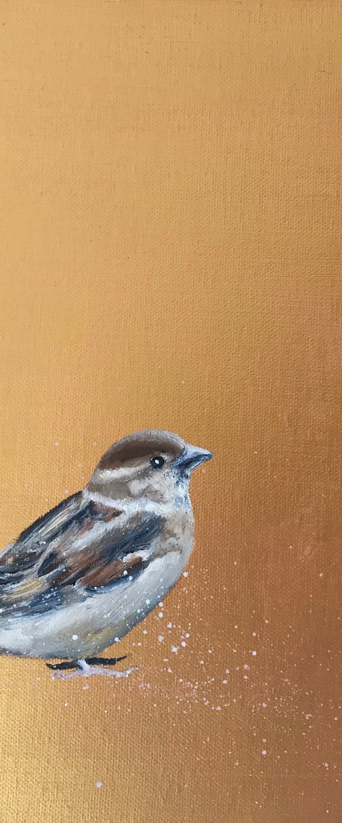 My Little Sparrow ~ on Gold by Laure Bury