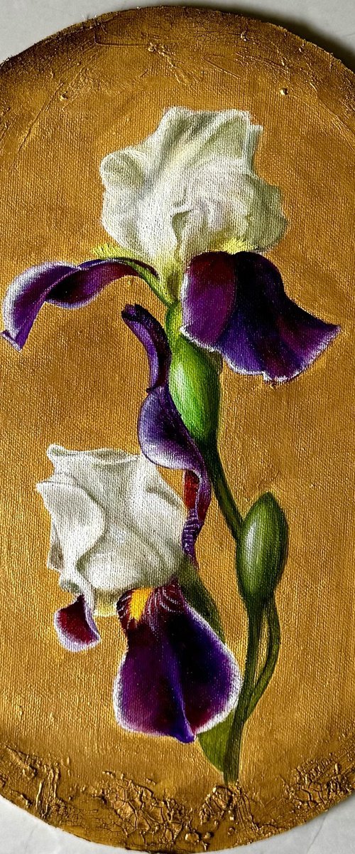 Irises on Gold by Priyanka Singh