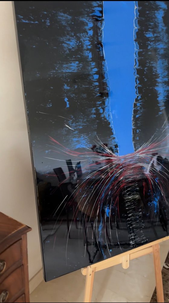 Forever — Blue-Black Resin Abstract, 150 cm
