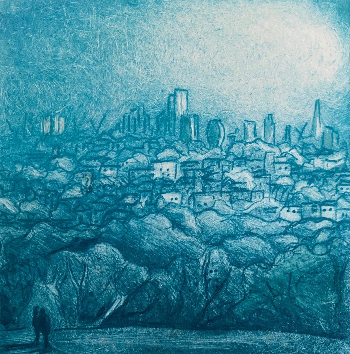 Illustrative Etchings & Engravings , London From Ally Pally By Rebecca Denton, 6 X 6, Artwork For Sale On Artfinder