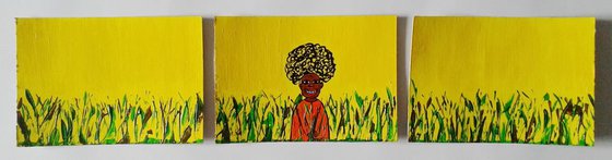 Triptych "African in the grass"