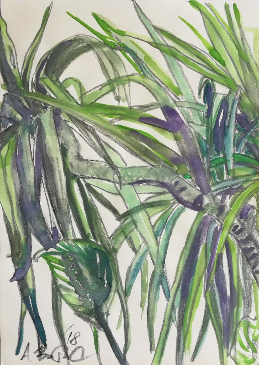 Expressive Botanical Watercolour By Aleksandar Basic, 6 X 8, Plants, Original Artwork