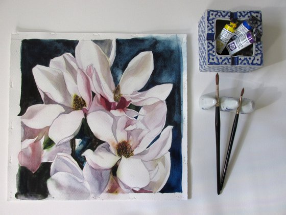 spring magnolia watercolor