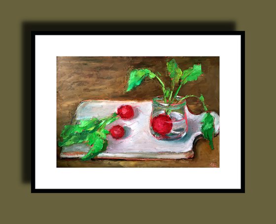 Radishes Oil Pastel Painting