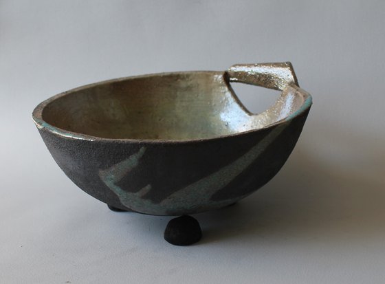 Raku Bowl with Handle 2.
