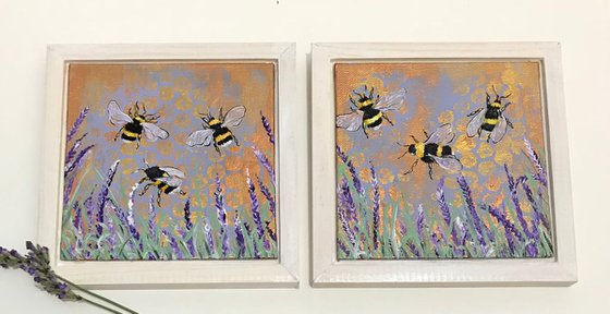 Bumbles and Lavendar 1 and 2 (diptych)