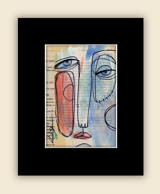 Funky Face 24 - Mixed Media Collage Painting by Kathy Morton Stanion