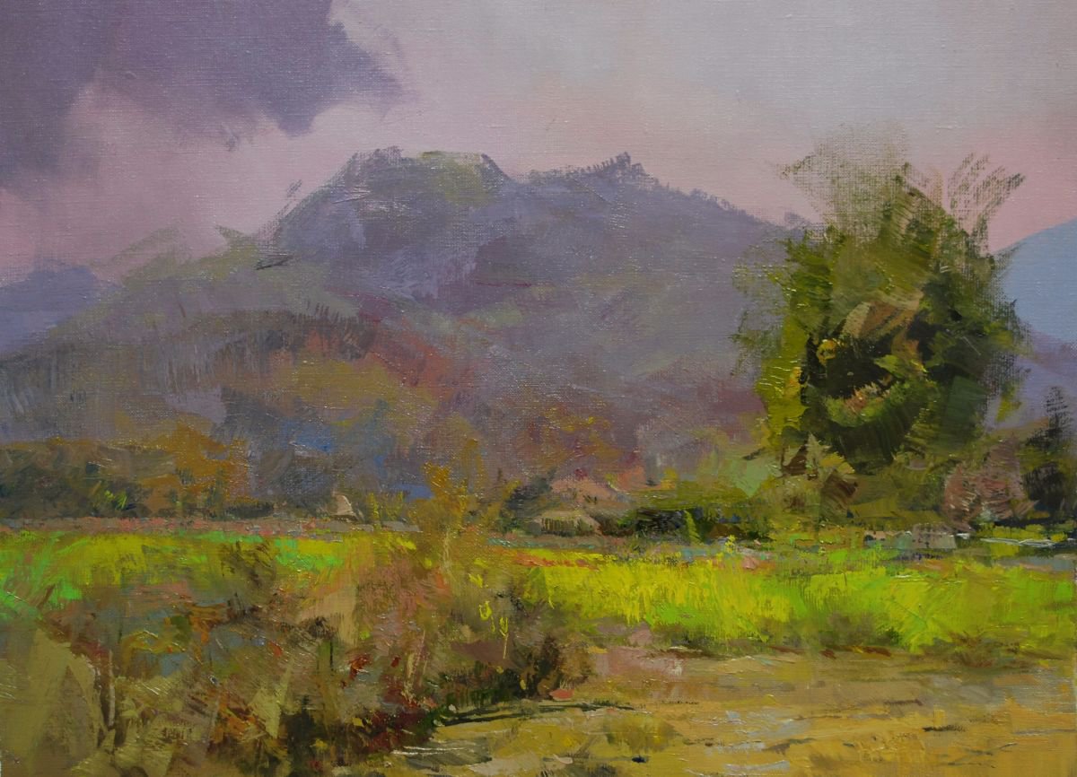 Modern Landscape Painting Coming Rain ( 433l15 ) by Yuri Pysar