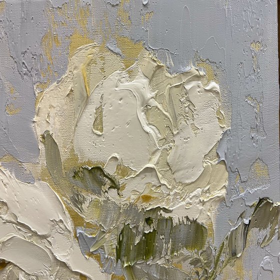 White and gold Abstraction Peonies.