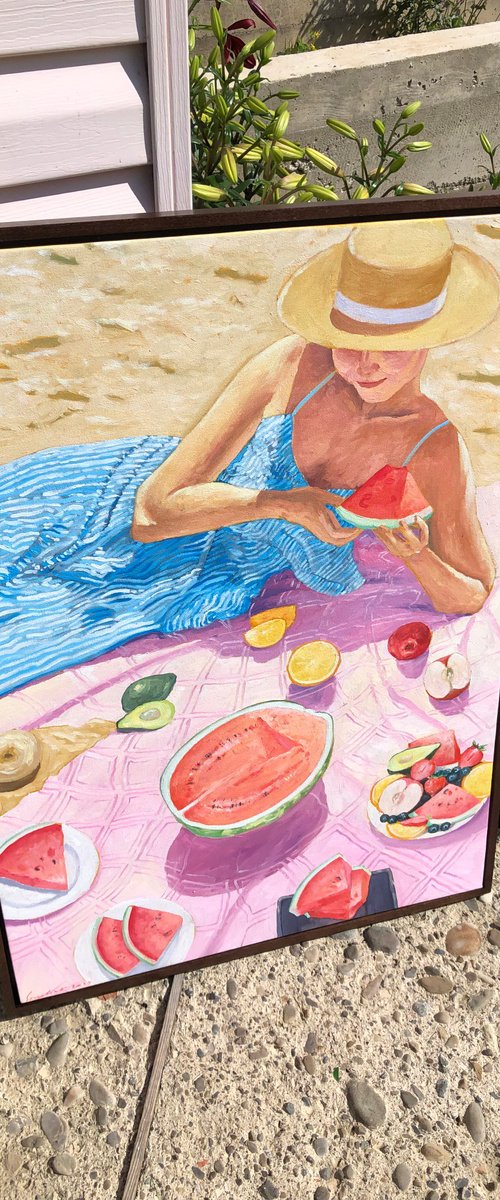 Girl with watermelon by Volodymyr Smoliak