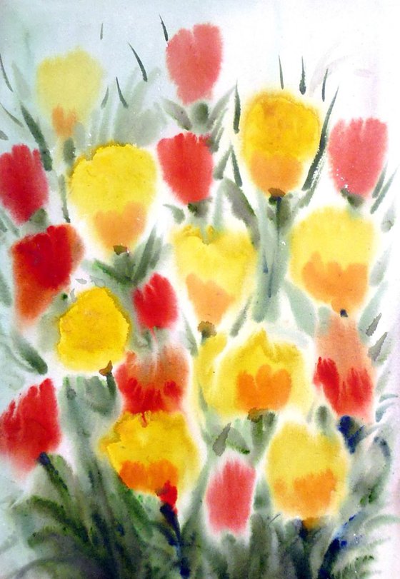 Beauty of Poppies Flowers  - Watercolor Painting