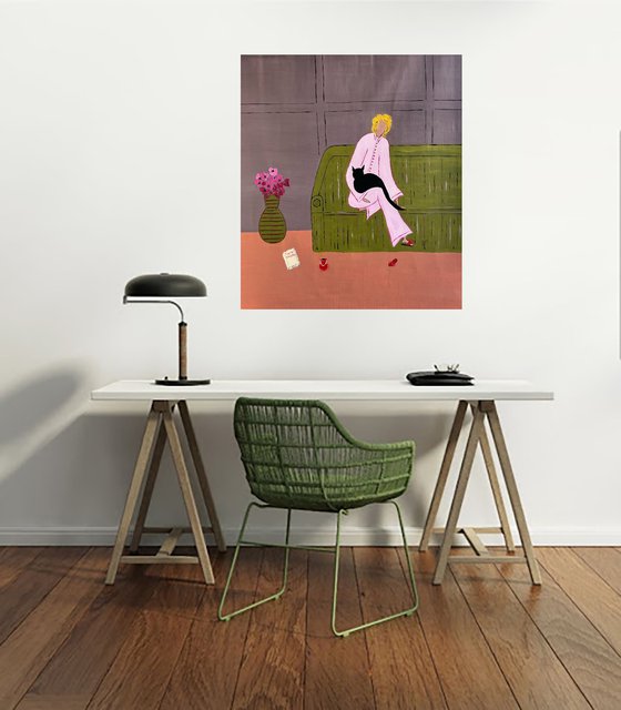 Woman... Cat... Cozy Home...