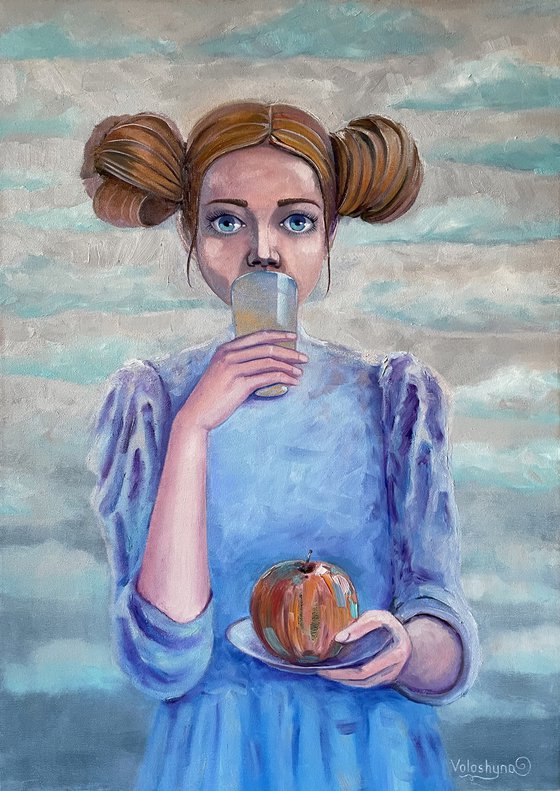 Girl with an apple