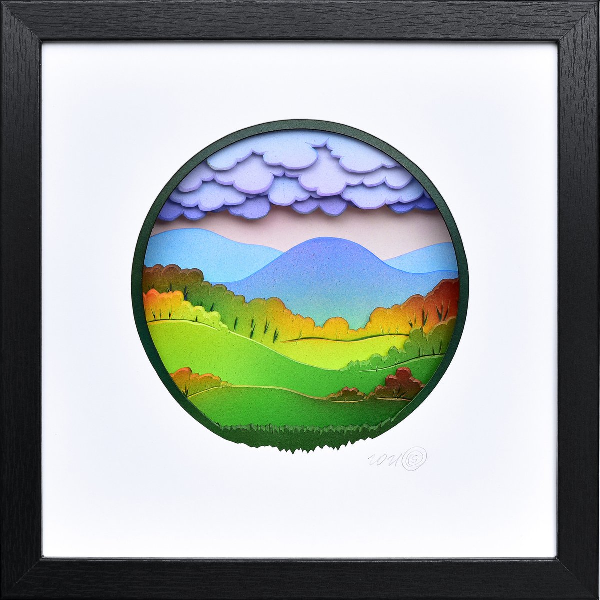 Landscape Sculpture By Olga Skorokhod, 10 X 10", Autumn Bliss, Original Artwork