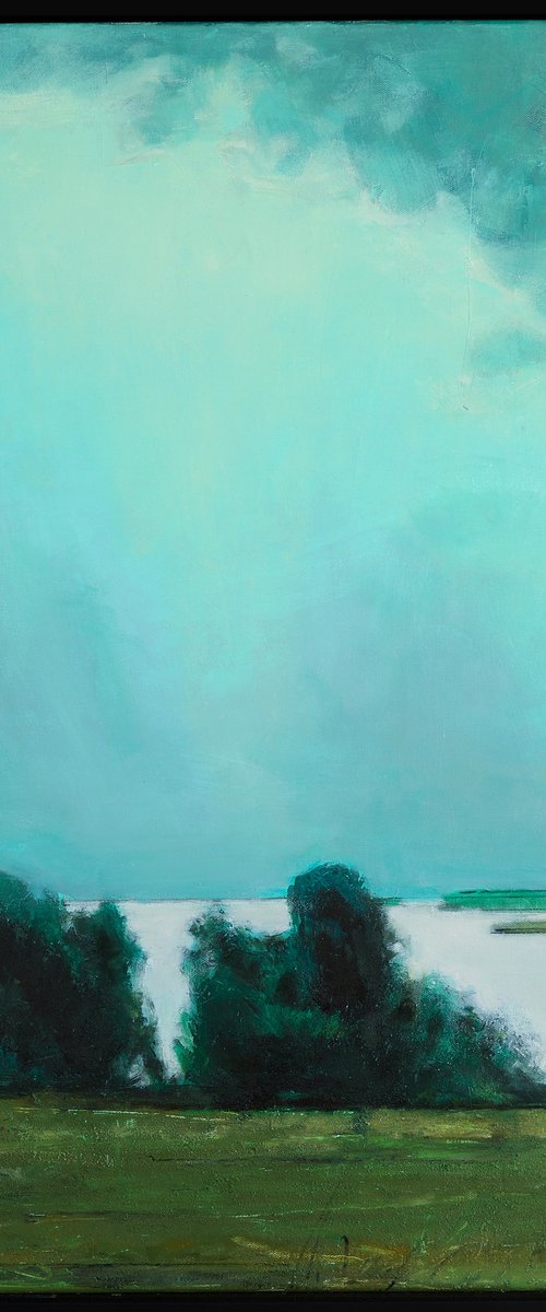 Green Rain 30x30 inch 76x76 cm by Bo Kravchenko by Bo Kravchenko