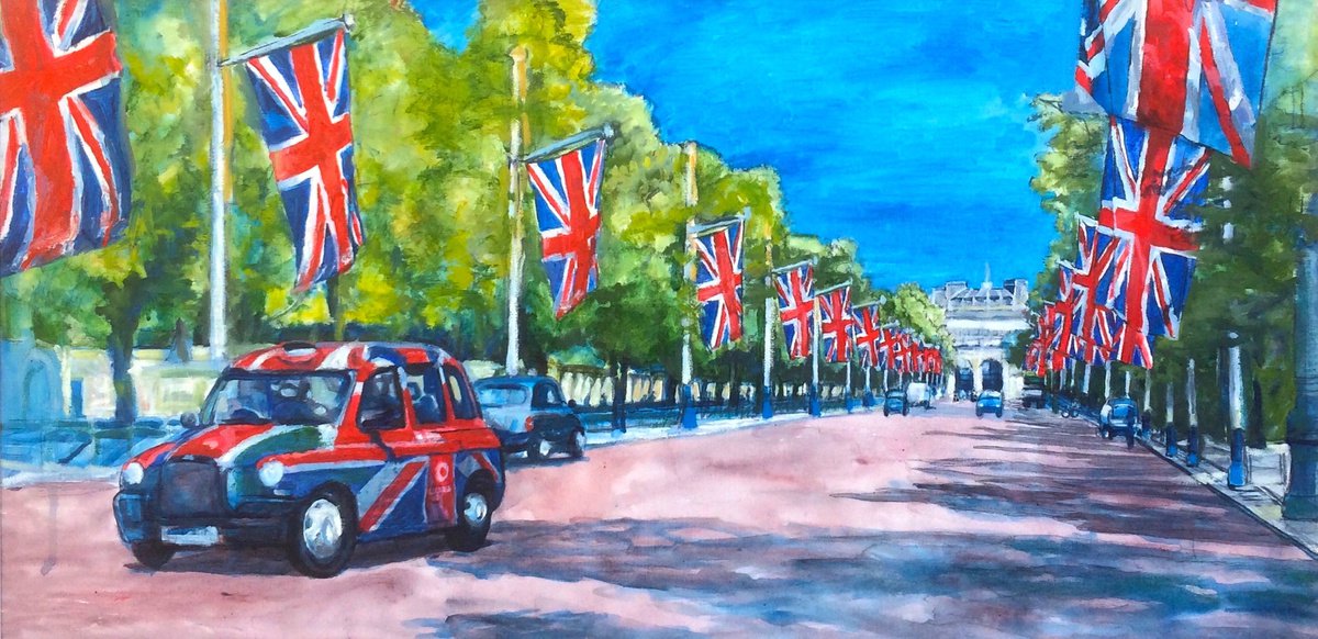 Impressionistic Cityscapes Giclee Print By Patricia Clements, 24 X 12", Celebrations In The Mall, Original Artwork