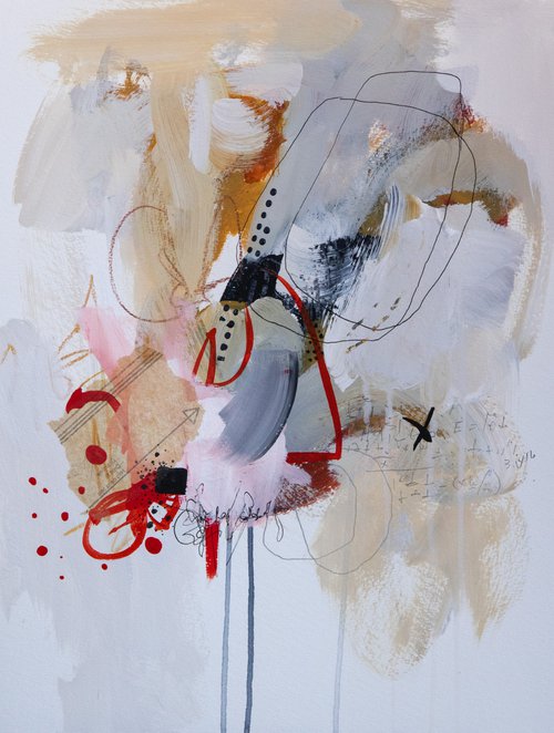 Cupidon est passé par ici - Original abstract painting on paper - One of a kind by Chantal Proulx