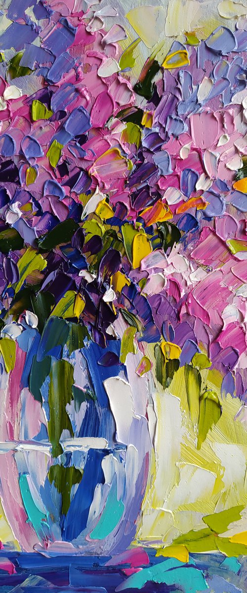 Spring soon - oil painting, lilac, lilac bouquet, flowers, flowers oil painting by Anastasia Kozorez