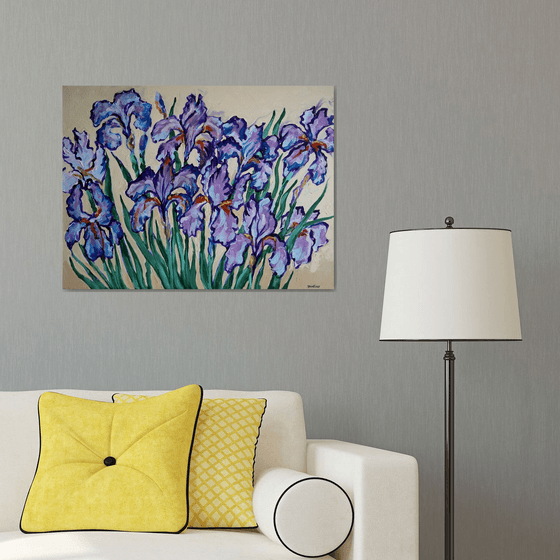 Irises on Cream