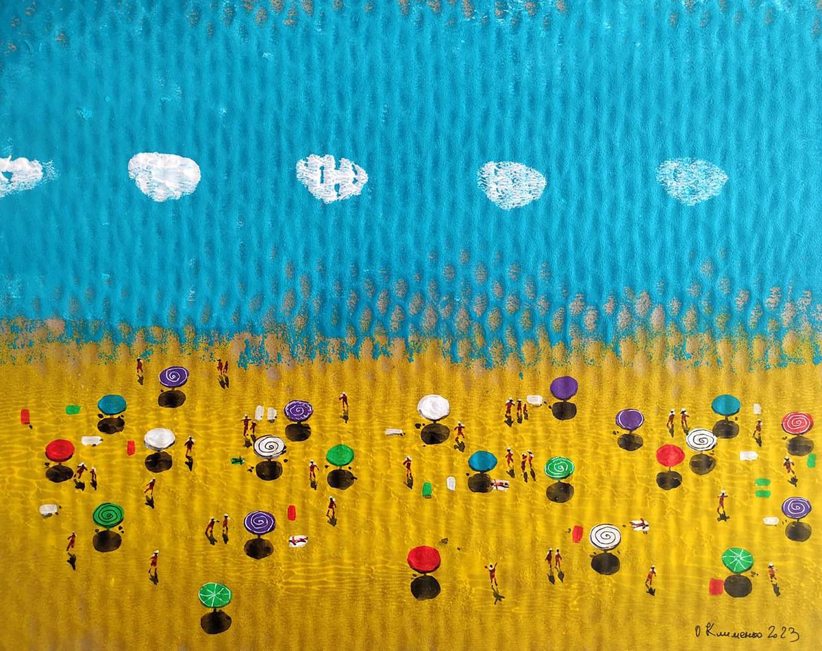 Impressionistic Landscape Acrylic Painting By Elena Klimenko, 20 X 19, Colorful Summer, Original Artwork