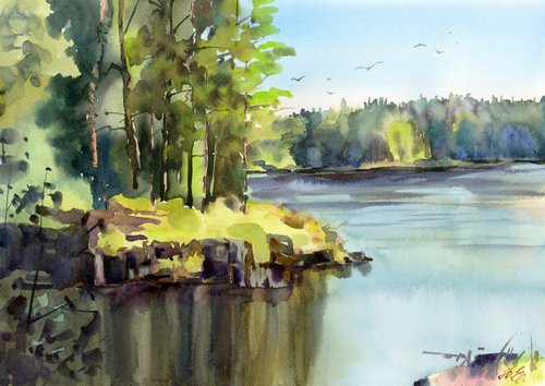 Ladoga lake, Valaam Island, Pines and stones of Karelia by Yulia Evsyukova