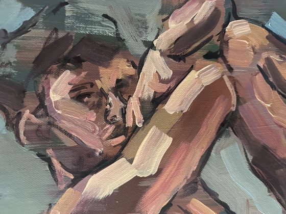 Nude male gay oil painting