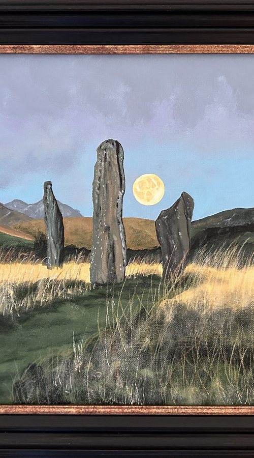 Harvest Moon rising over Machrie Moor by Kaz  Jones