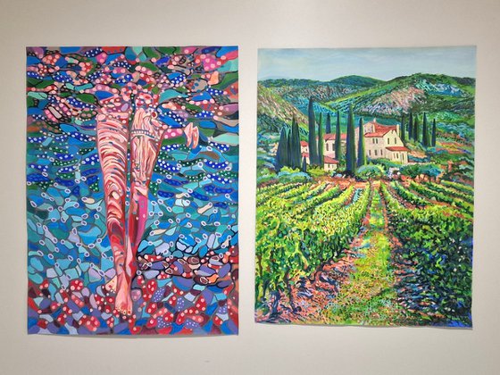 Tuscan Countryside with Vineyard