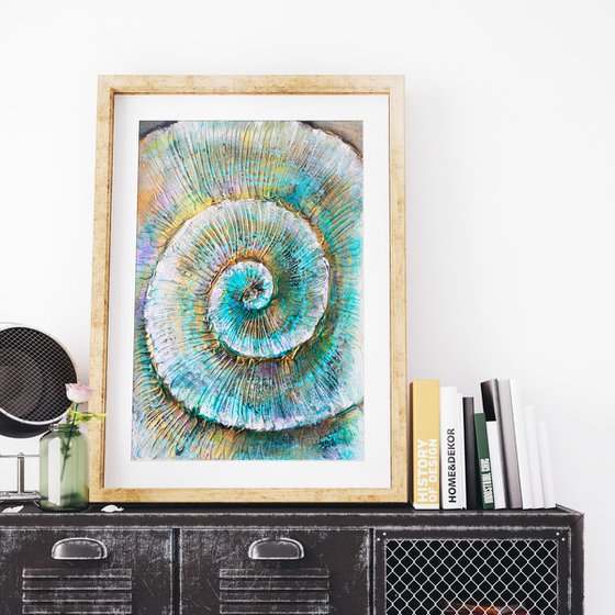 Ammonite (textured artwork of a fossil ammonites) #8