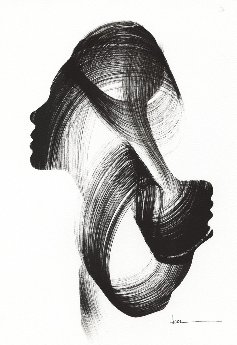 Expressive Ink Drawing , Inside The Whisper By Nicol Vacaru, 10 X 15, Artwork For Sale On Artfinder