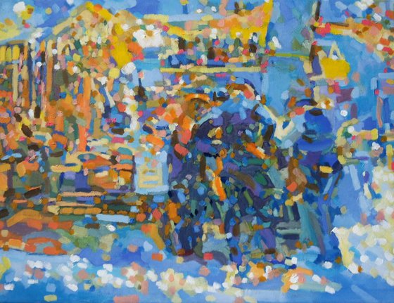 Market, Gozo, oil painting