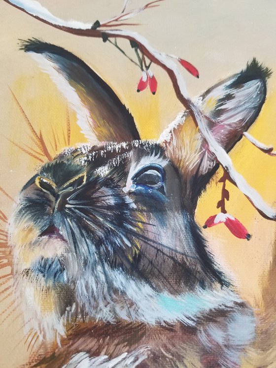 Winter Bunny in Forest