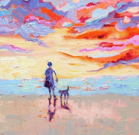 Girl and Dog on the Beach