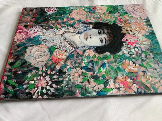 Woman Portrait Wall Decor Acrylic Painting on Canvas, Original Paintings, Fine Art Canvas Paintings, Oriental Inspiration, Geisha Artwork, Gift Ideas