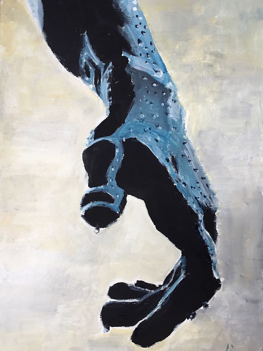 Expressive Portrait Acrylic Painting By Dominique Deve, 12 X 16, Hand In The Rain, Original Artwork