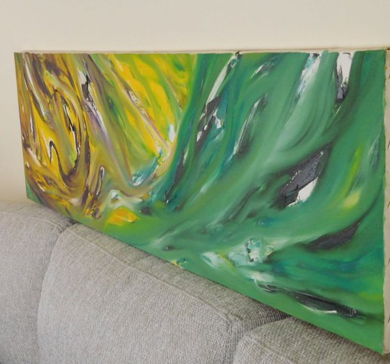 Perception - 120x30 cm, LARGE XL, Original abstract painting, oil on canvas