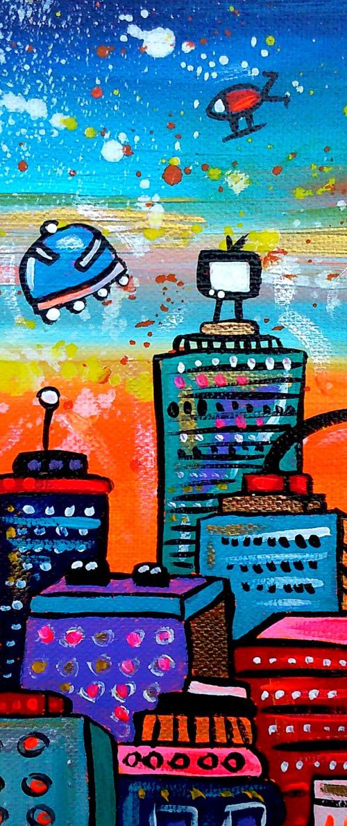 Sunset City in Space by Maria Luisa  Azzini