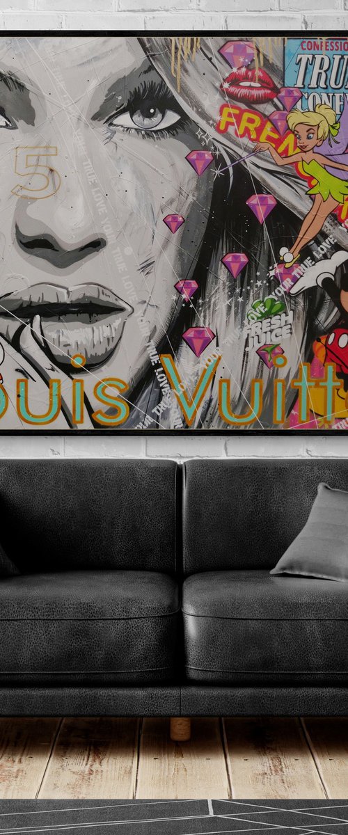 Pixie Romance 140cm x 100cm Textured Urban Pop Art by Franko