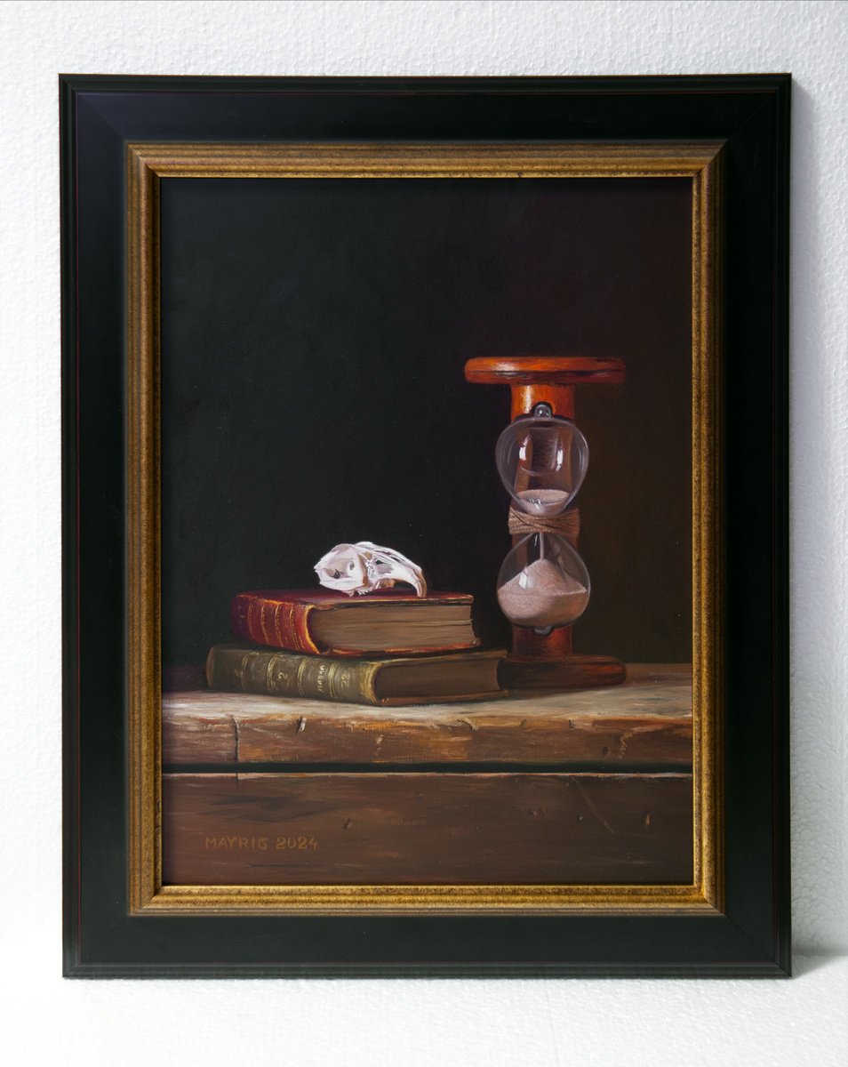 Photorealistic Still Life Oil Painting By Mayrig Simonjan, 16 X 20", Time Runs Out, Original Artwork