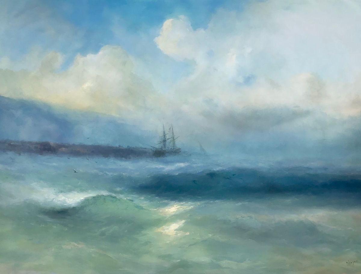Ocean Breeze, Original oil Painting, Handmade artwork, Signed, One of a Kind by Karen Darbinyan