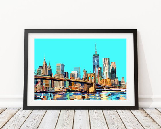 A3 Brooklyn Bridge, Manhattan, New York City Illustration Print