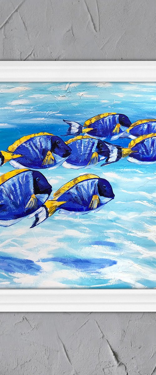 Blue Tang Fish School by Irina Redine