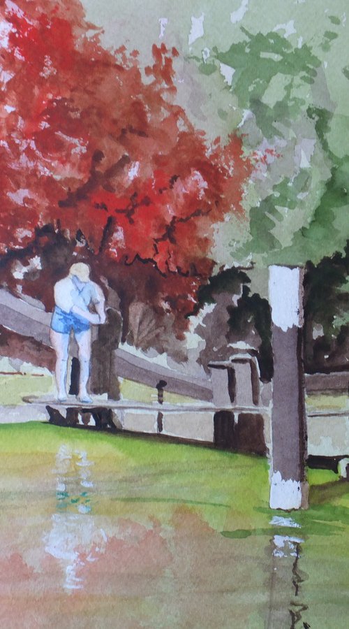 Lock on Wey Navigation, Surrey by David Harmer